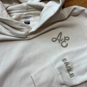 American Eagle Cream Embroidered Hoodie Relaxed fit Men's XS
